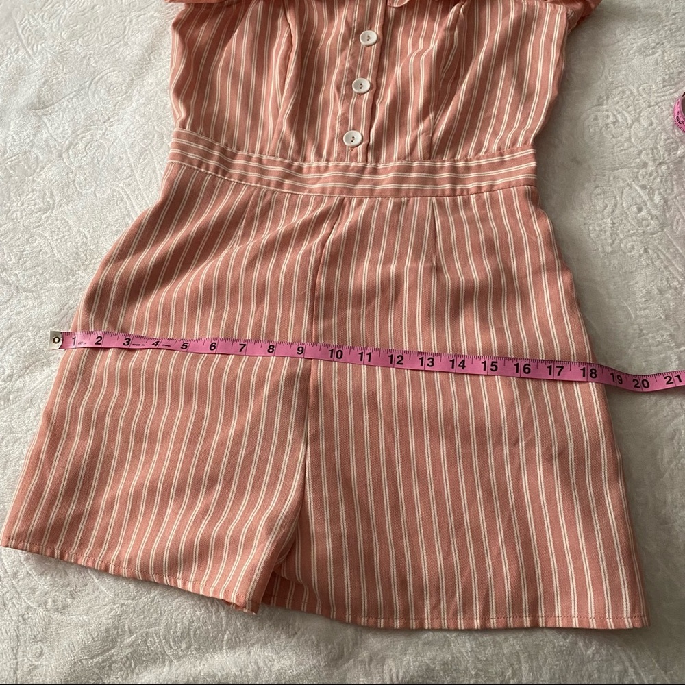 Pink + White Ruffle Chest Romper - Picture 4 of 12